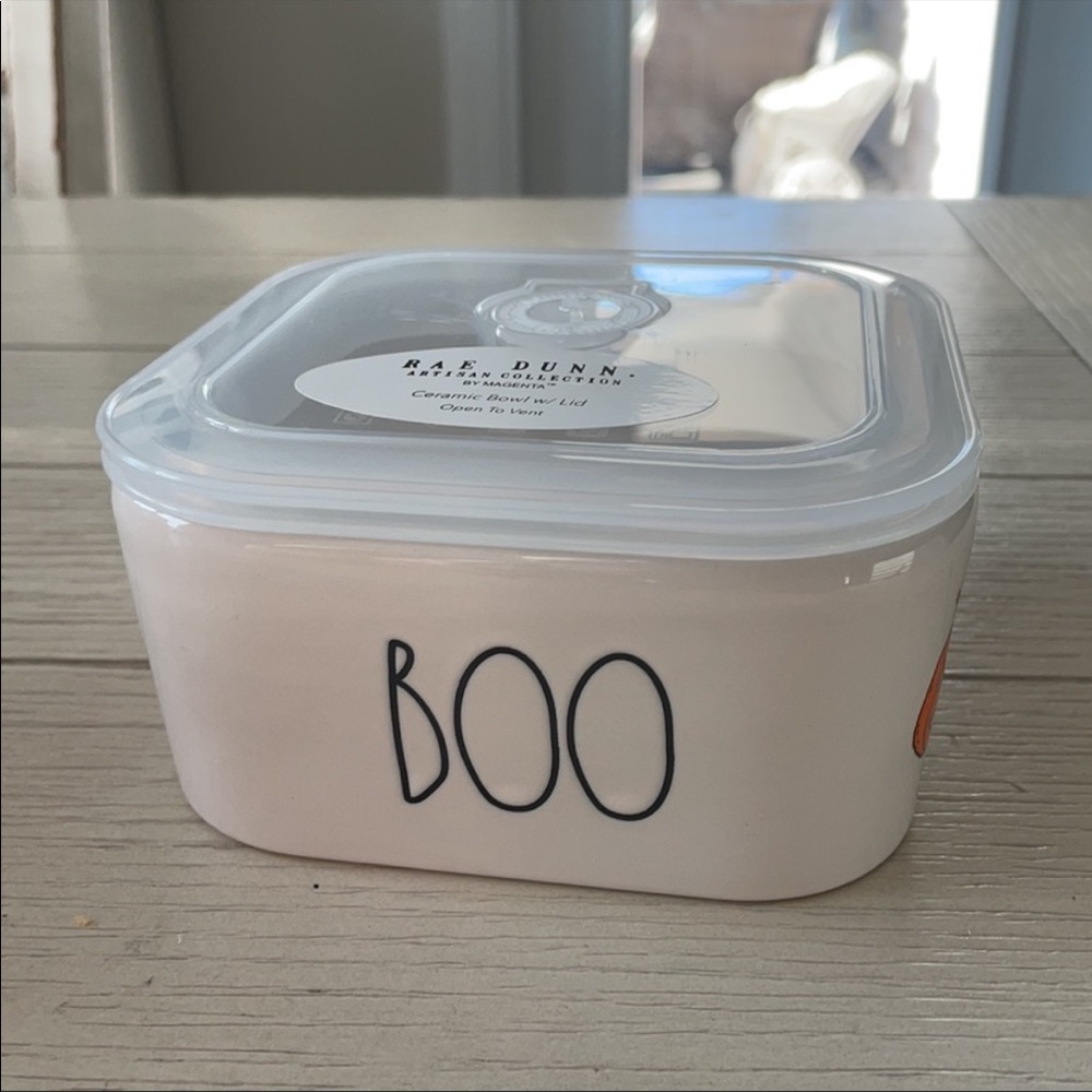 Rae Dunn “BOO” ceramic bowl with lid
